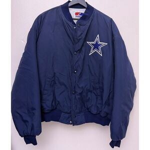 Vtg‎ Dallas Cowboys Jacket Blue Swingster Snap Bomber USA Size XL